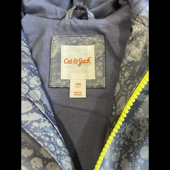 Cat & Jack DINOSAUR Raincoat 18M Toddler Webbed Wings Hooded Green Dragon Jacket - Picture 7 of 7